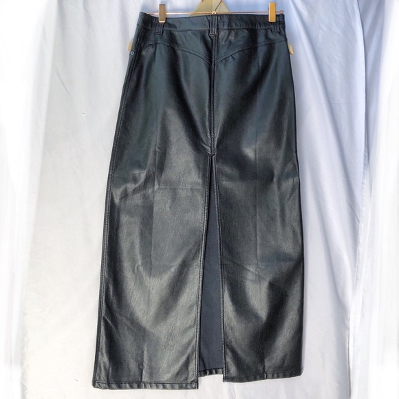 FREE PEOPLE | NWT BLACK CITY SLICKER VEGAN MAXI SKIRT SIZE 4 - Picture 12 of 12